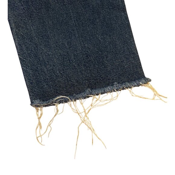 Mid-Rise Straight-Leg Recycled Blue Denim Jeans With Raw Hem Wild Fable Size 14 - Picture 7 of 9